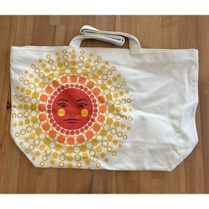 Bath & Body Works Tote Bag Large Celestial Sun Print Y2K Canvas Interior Flaws